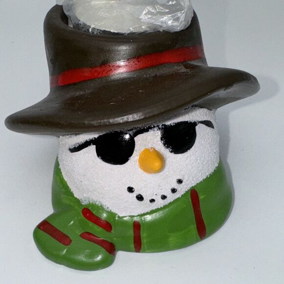 2 Piece Susan Winget Christmas Beach Ceramic Snowman Candle Holders CHRISTMAS - Picture 12 of 15